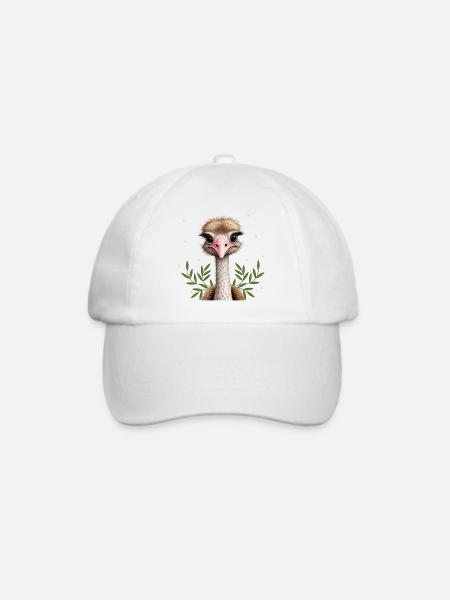 Niedlicher Strauß - Baseballkappe - Weiß/Weiß