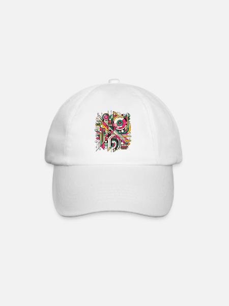 Neon Hypergrid Geometrie - Baseballkappe - Weiß/Weiß