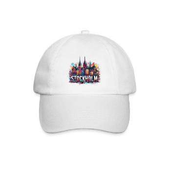 Stockholm Hauptstadt Schweden Geschenk - Baseballkappe - Weiß/Weiß - Vorne
