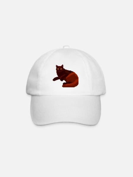 Roter Nachtkater Pixelkunst - Baseballkappe - Weiß/Weiß