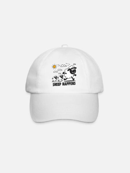 Lustige Schafe Sheep Happens - Baseballkappe - Weiß/Weiß
