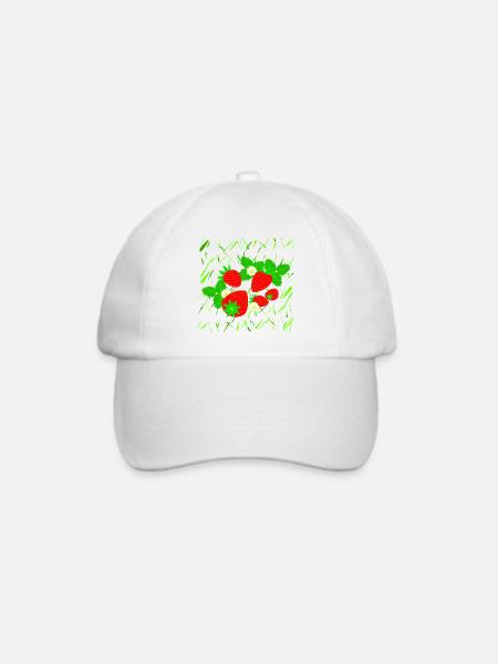 Erdbeeren in verschiedenen Größen - Baseballkappe - Weiß/Weiß