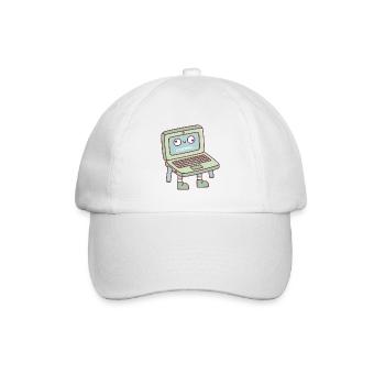 Lustiger Derpy Laptop Lädt Sein Gehirn - Baseballkappe - Weiß/Weiß - Vorne