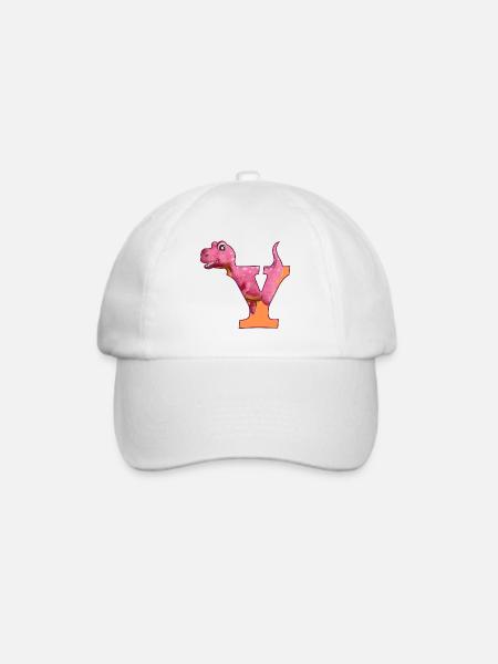 Y - DINOSAURIER, Personalisierbar - Baseballkappe - Weiß/Weiß