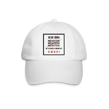 Meister T-Shirt Ich bin der Chef, lustiger Spruch - Baseballkappe - Weiß/Weiß - Vorne