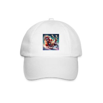 Weihnachtsmann, Schlitten, Weihnachtsposter - Baseballkappe - Weiß/Weiß - Vorne