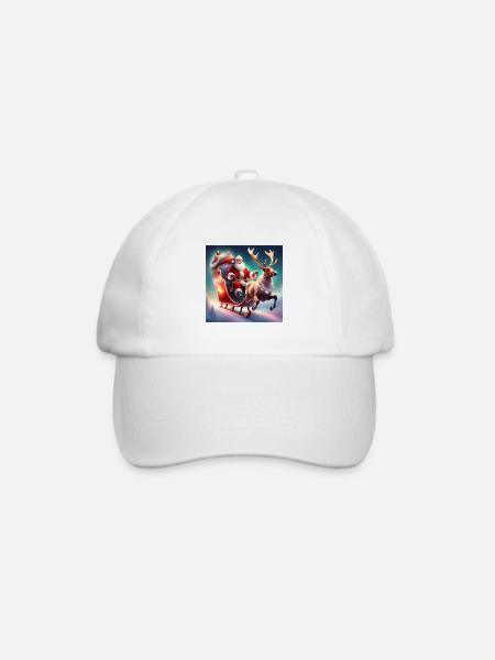 Weihnachtsmann, Schlitten, Weihnachtsposter - Baseballkappe - Weiß/Weiß