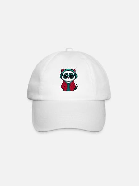 Coole Katze mit Kapuzenpullover und Brille Design - Baseballkappe - Weiß/Weiß