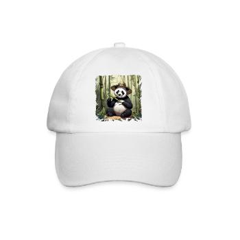 Panda isst! - Baseballkappe - Weiß/Weiß - Vorne