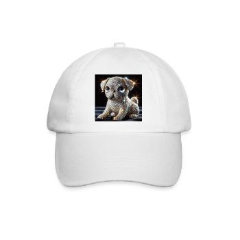 Funkelnder Hund im Diamant-Look - Baseballkappe - Weiß/Weiß - Vorne