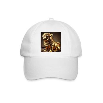 Goldener Pug Skulptur - Baseballkappe - Weiß/Weiß - Vorne