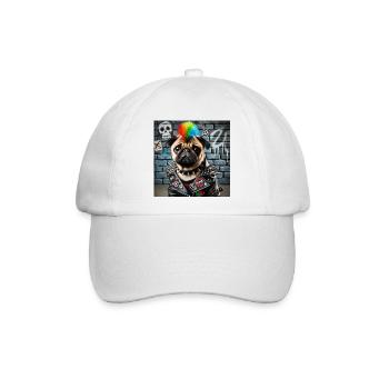 Punk Mops mit Regenbogenmähne - Baseballkappe - Weiß/Weiß - Vorne