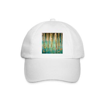Abstrakter Wald aus Blumen und Reflexionen - Baseballkappe - Weiß/Weiß - Vorne