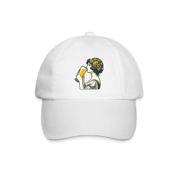 Frau trinkt Bier Weizenbier Geschenk - Baseballkappe - Weiß/Weiß - Vorne