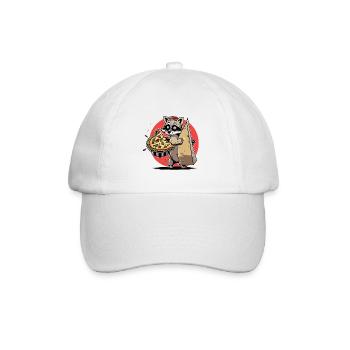 Der Pizza-Bandit: Ein schelmischer Waschbär auf der Suche nach - Baseballkappe - Weiß/Weiß - Vorne