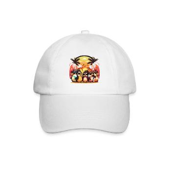 Tropical Penguin Fiesta: Bunter Spaß auf Hawaiianisch - Baseballkappe - Weiß/Weiß - Vorne