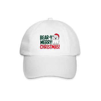 Festliches Bär Weihnachtsdesign - Baseballkappe - Weiß/Weiß - Vorne