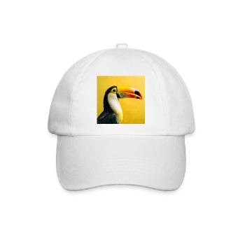 Tukan-Vogel auf tropischen gelben Hintergrundfarben - Baseballkappe - Weiß/Weiß - Vorne