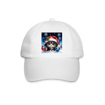 Entzückendes Weihnachtskätzchen. - Baseballkappe - Weiß/Weiß - Vorne