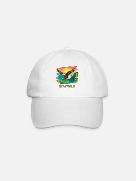 Stay Wild - Natur & Abenteuer - Ab in die Wildnis - Baseballkappe - Weiß/Weiß