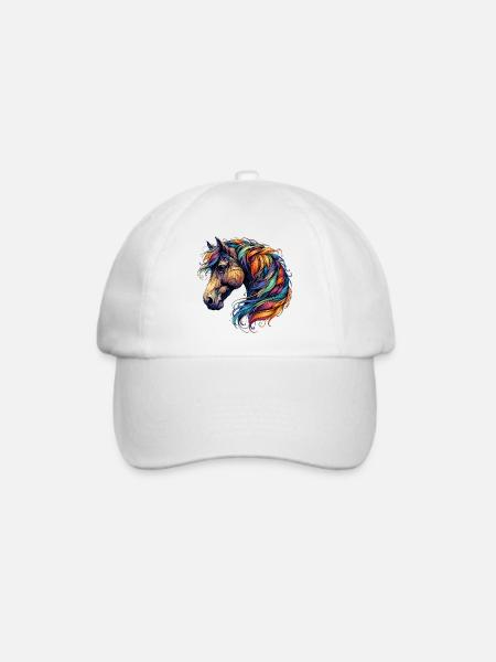 Pferd - Baseballkappe - Weiß/Weiß