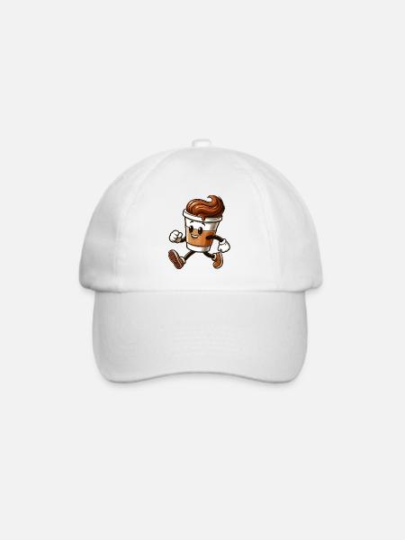 Kaffee Becher Kaffeebecher läuft Geschenk - Baseballkappe - Weiß/Weiß