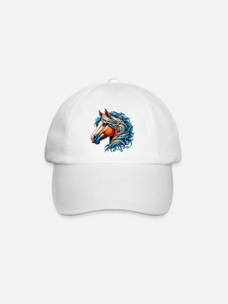 Pferd - Baseballkappe - Weiß/Weiß