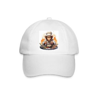 Der kulinarische Schimpanse - Baseballkappe - Weiß/Weiß - Vorne