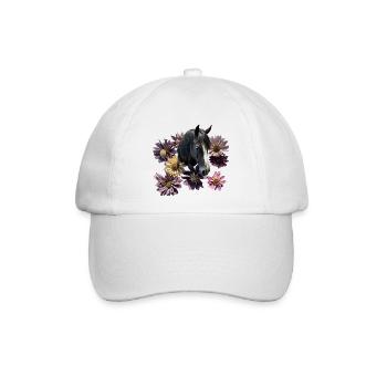 Pferdekopf Flower - Baseballkappe - Weiß/Weiß - Vorne
