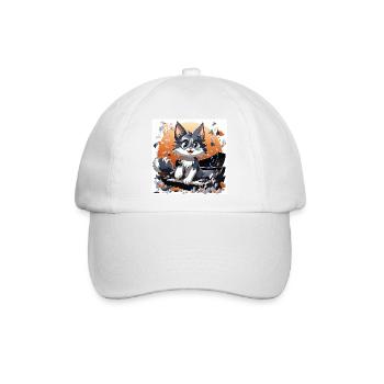 Der purrfect Pianist - Baseballkappe - Weiß/Weiß - Vorne