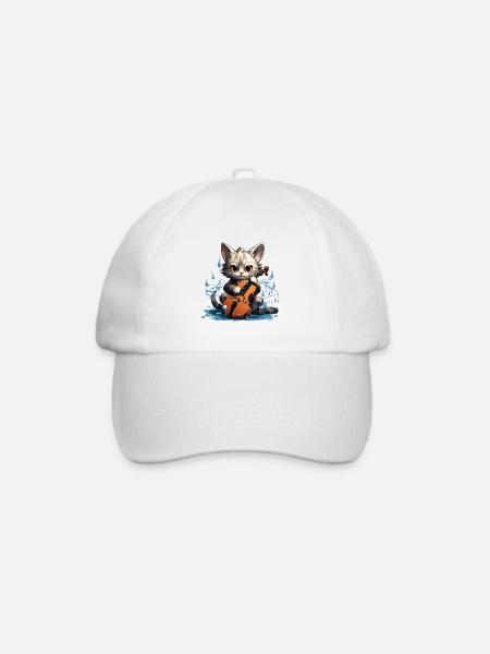 Die Katze mit den Celloklauen - Baseballkappe - Weiß/Weiß