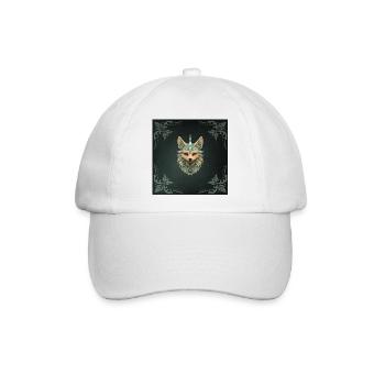 Mystischer Fuchs mit stechend roten Augen. - Baseballkappe - Weiß/Weiß - Vorne