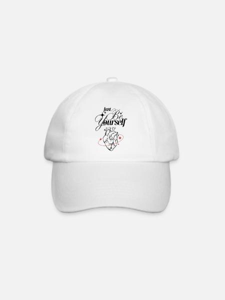 Just Be Yourself – Herz & Schriftzug - Baseballkappe - Weiß/Weiß