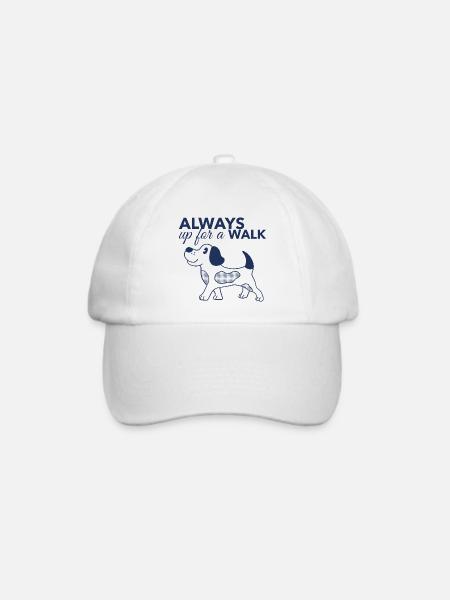 Always Up for a Walk – Hundeliebhaber Shirt - Baseballkappe - Weiß/Weiß
