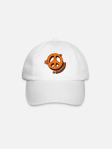 Love & Peace – Retro Hippie Style - Baseballkappe - Weiß/Weiß