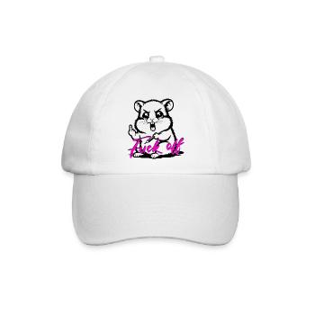 Funny Hamster *Fuck off* - Baseballkappe - Weiß/Weiß - Vorne