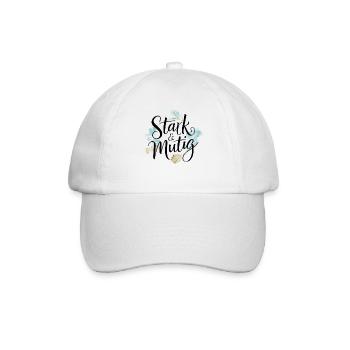 Stark und mutig Affirmations-Design - Baseballkappe - Weiß/Weiß - Vorne