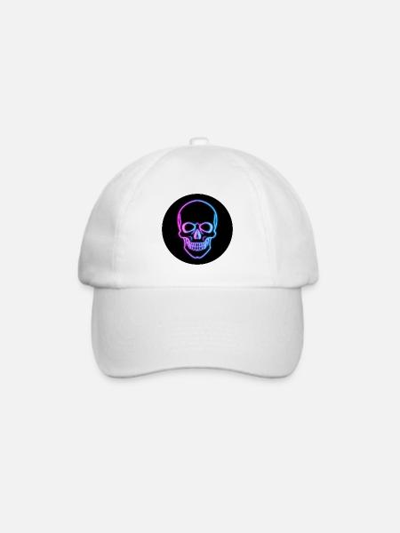 Neon Skull - Baseballkappe - Weiß/Weiß