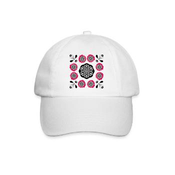 Flowerpower black and pink - Baseballkappe - Weiß/Weiß - Vorne