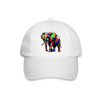 Elefant - Baseballkappe - Weiß/Weiß - Vorne