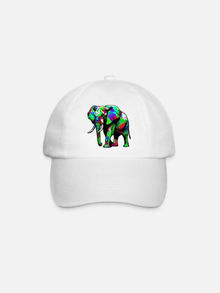 Elefant - Baseballkappe - Weiß/Weiß