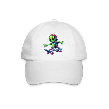 Skater Alien Design - Baseballkappe - Weiß/Weiß - Vorne