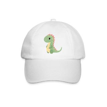 Buntes Dino Kindermotiv - Baseballkappe - Weiß/Weiß - Vorne