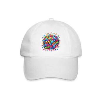 Buntes Puzzle-Motiv auf globalem Ball - Baseballkappe - Weiß/Weiß - Vorne