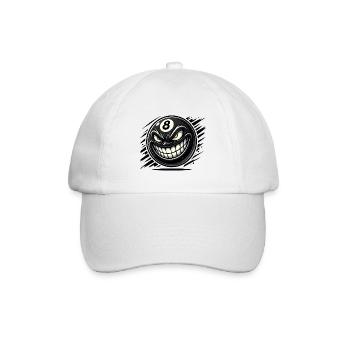 Böse 8-Ball – Das grinsende Billard Monster - Baseballkappe - Weiß/Weiß - Vorne