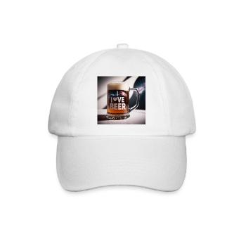 Bierkrug "I Love Beer" - Baseballkappe - Weiß/Weiß - Vorne