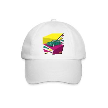 Funky 90‘s car - Baseballkappe - Weiß/Weiß - Vorne