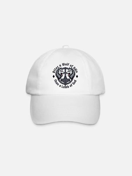 Lieber ein Wolf Odins als ein Lamm Gottes - Baseballkappe - Weiß/Weiß