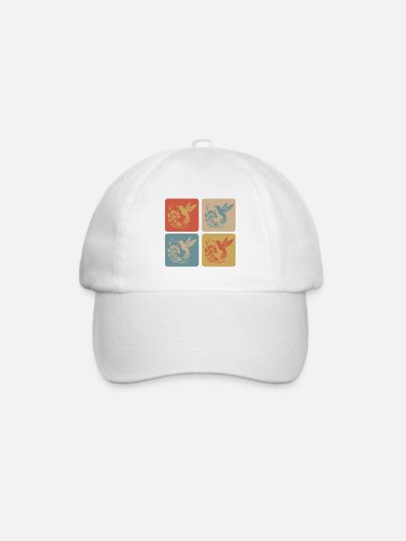 Kolibri & Blüte Vintage Design - Baseballkappe - Weiß/Weiß