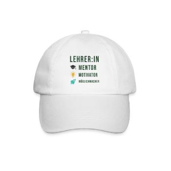 Geschenk Lehrer - Lehrerin, Mentor Motivator Shirt - Baseballkappe - Weiß/Weiß - Vorne